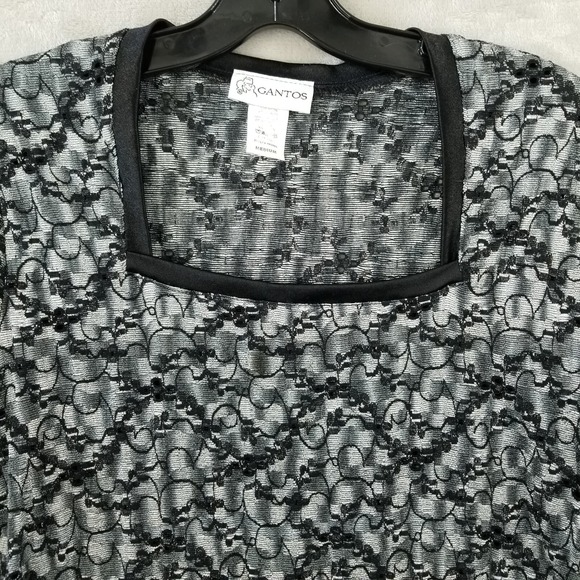 Vintage Top Women M Black White Floral Stretch Lace Square Neck Y2K Whimsigoth - Picture 3 of 9